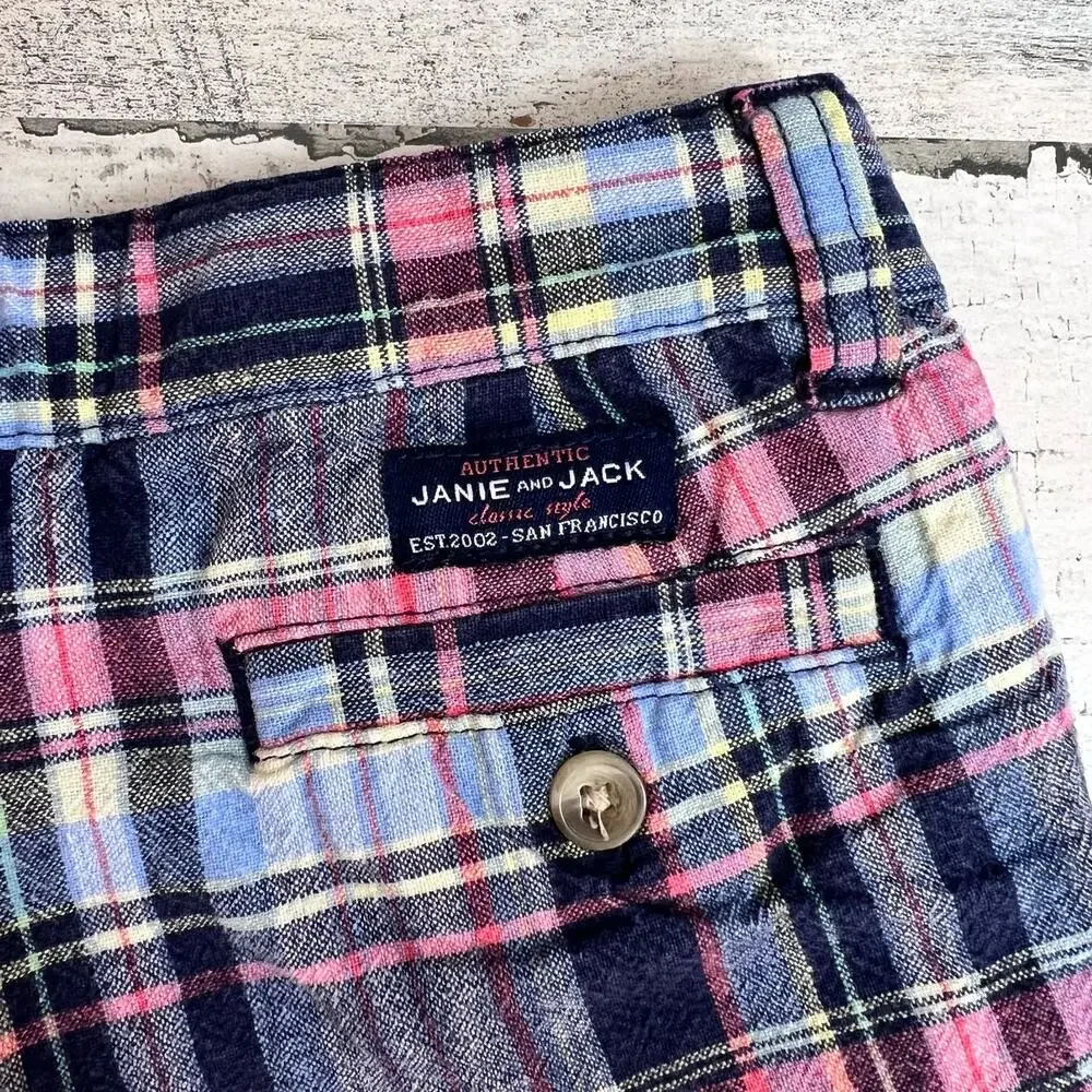 Janie and Jack Shorts Boys 3 Madras Plaid Cotton Preppy Summer Beach